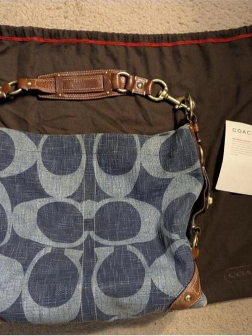Coach Carly Blue denim Signature
